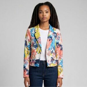 BeBe Multicolor Floral Cropped Blazer - size 6